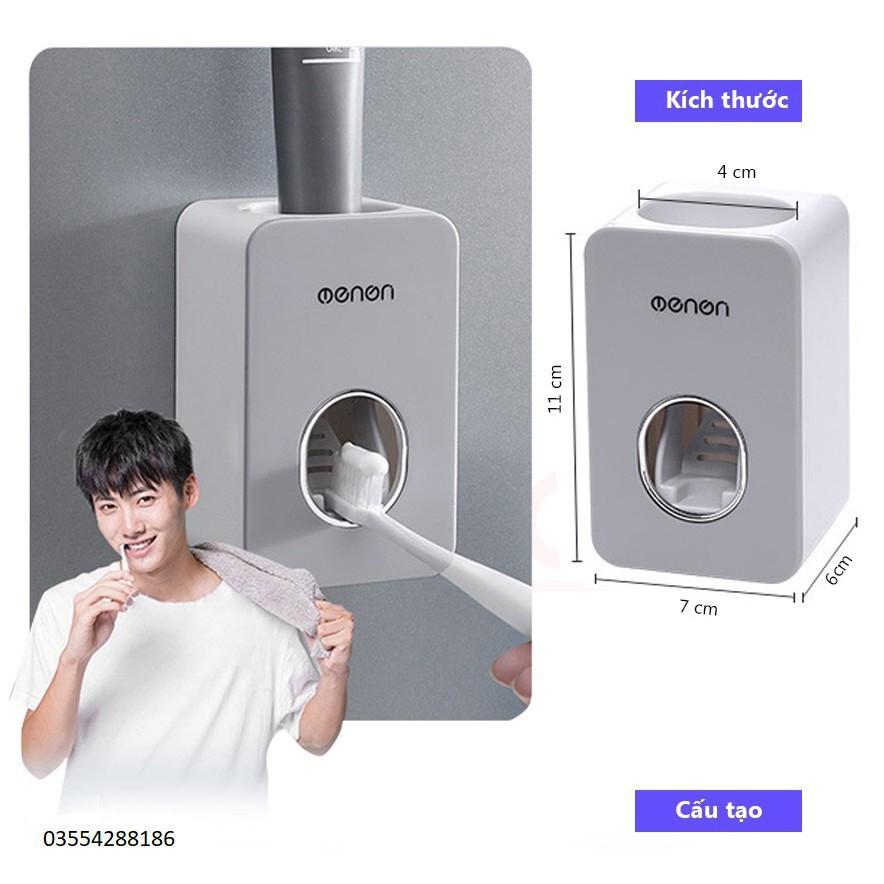 Bộ Nhả Kem Đánh Răng Tự Động, Kệ Để Đồ Phòng Tắm Cao Cấp - Bộ Treo Được 4 Cốc ( Tặng Kèm Miếng Dán )