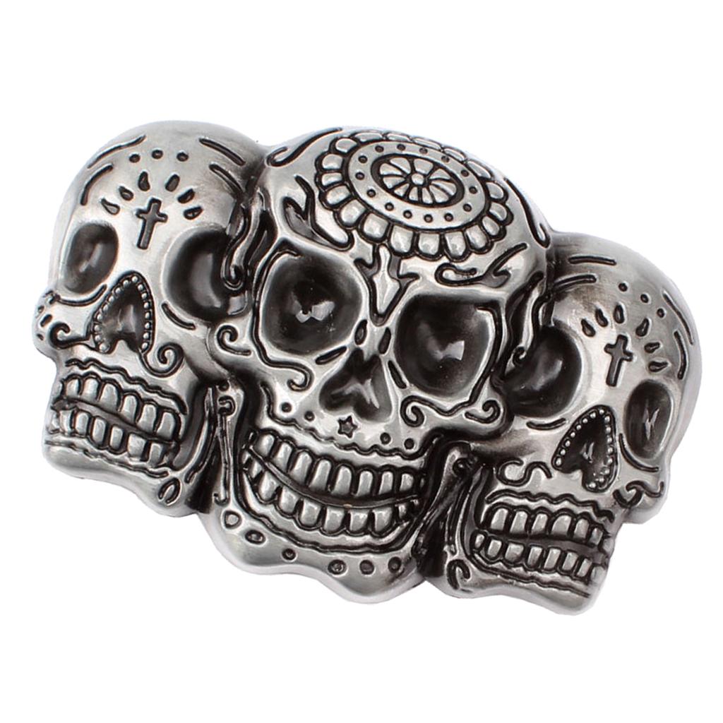 Punk Skull Belt Buckle Antique Silver 3D Skull Head Gothic Motorcycle Biker