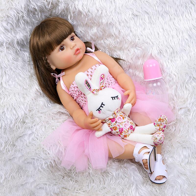 Búp Bê Barbie 3D Bằng Silicon Mềm Mại Có Keo Dán 55cmĐồ Chơi Tái Sinh Giống Như Thật Siêu Em Bé Tái Sinh - 55CM