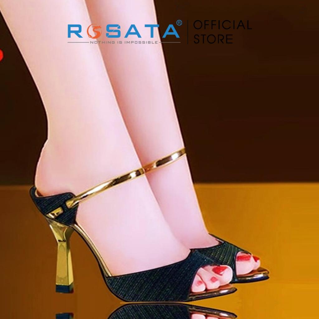 Giày sandal cao gót nữ ROSATA RO480 xỏ ngón mũi tròn quai ngang mảnh gót nhọn cao 7cm xuất xứ Việt Nam - Gold