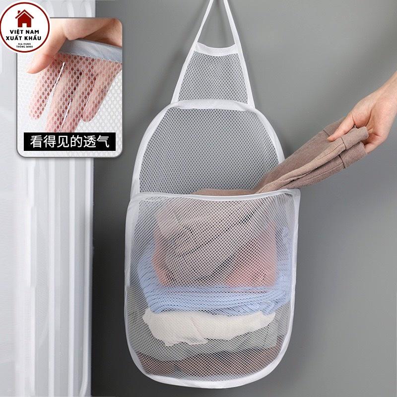 Giỏ Đựng Quần Áo Polyester Siêu Dai Gấp Gọn Treo Tường Tiện Lợi (tặng móc treo)