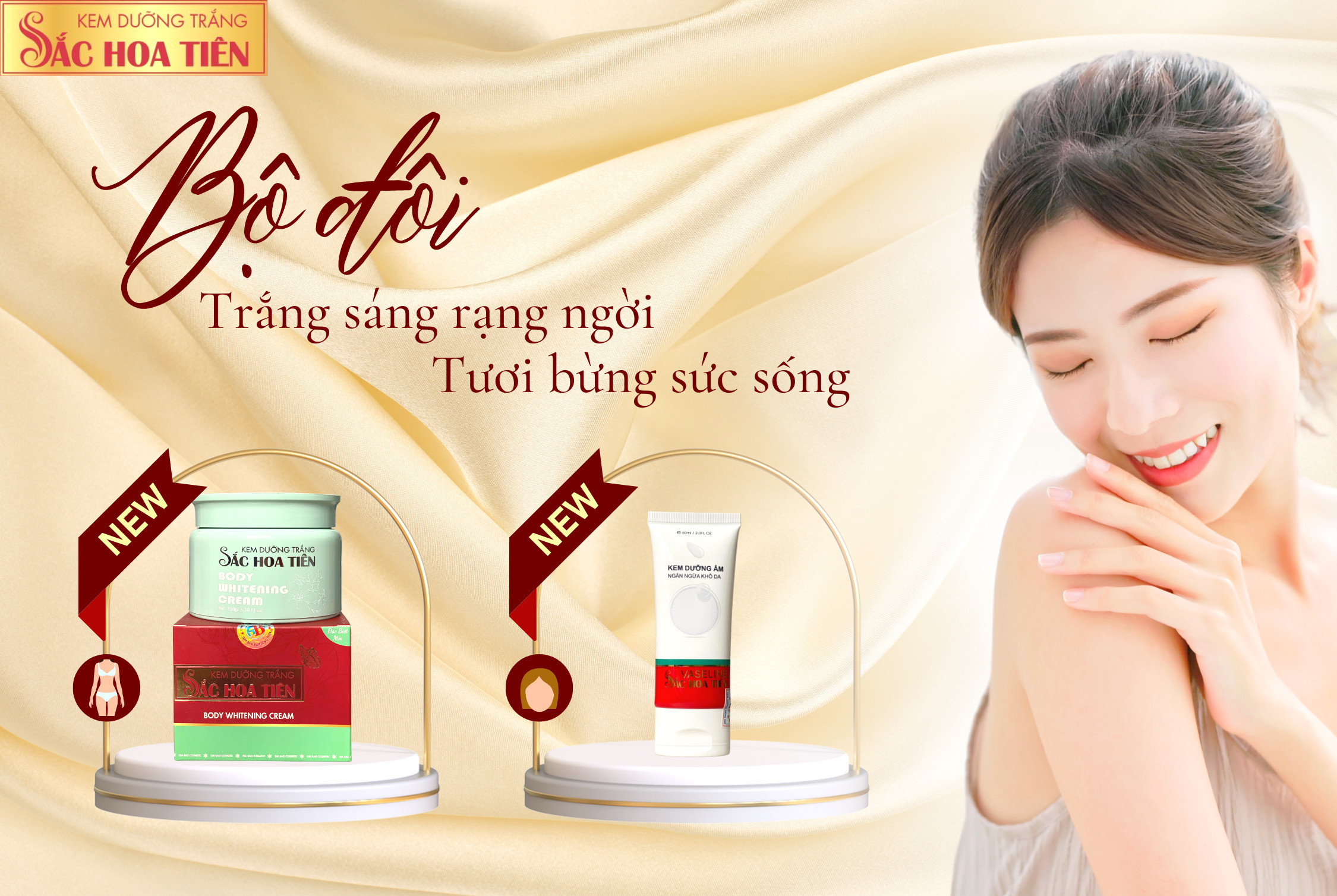 KEM TRẮNG DA SẮC HOA TIÊN DƯỠNG DA MỀM MỊN TRẮNG SÁNG BẬT TÔNG SAU 7 NGÀY CHÍNH HÃNG