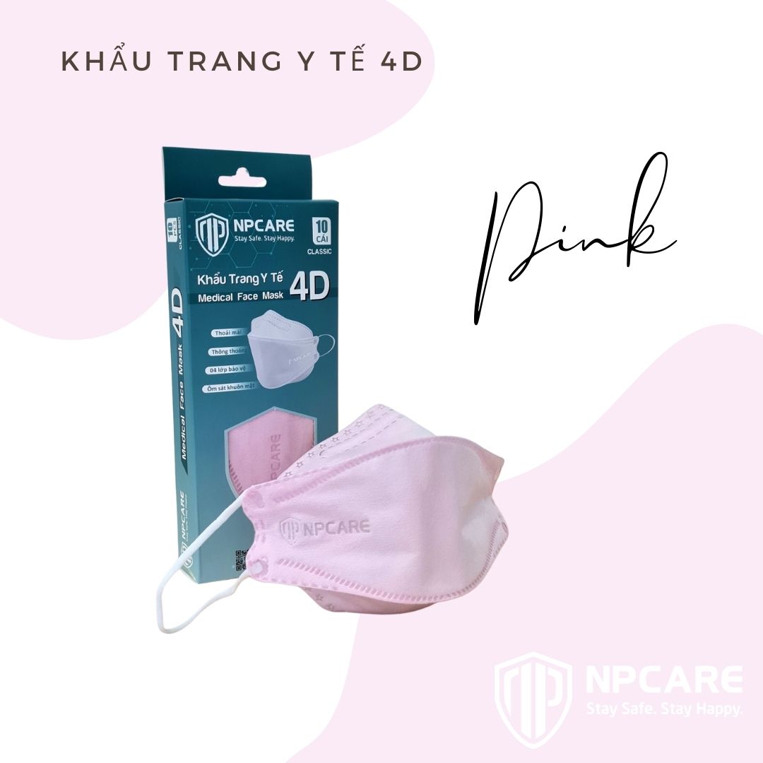 Khẩu trang y tế 4D NPCARE Classic Hồng
