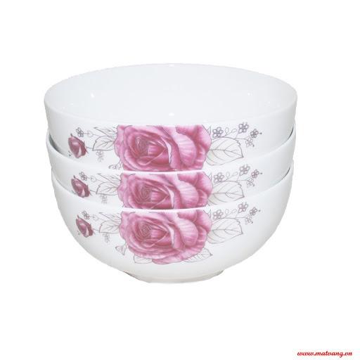 Bộ 5 chén ăn cơm loại lớn 11cm in hoa ngẫu nhiên cao cấp