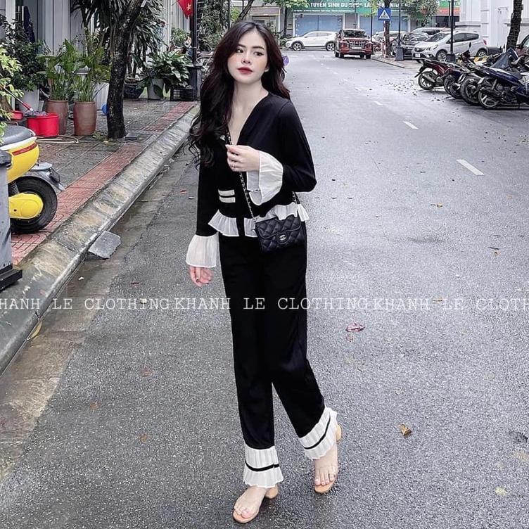 16.11.Sét len viền bèo ren ngực. Chất len mịn đẹp
