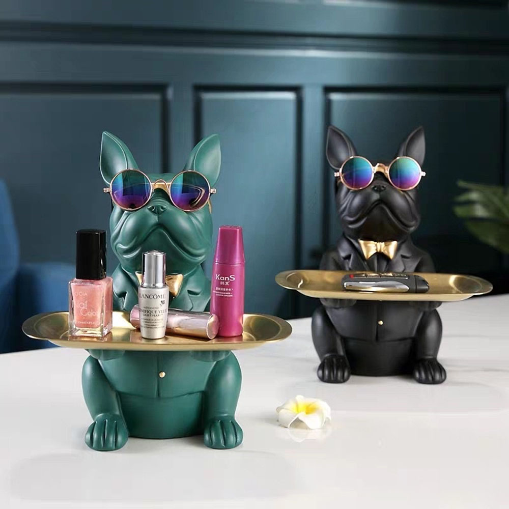 Khay bánh kẹo hoa quả hình chú chó Bull độc lạ - Kệ để đồ phụ kiện decor để bàn, trang trí kệ tủ phòng khách đẹp