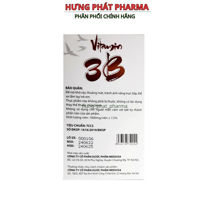 Viên uống Vitamin 3B đông trùng tăng cường sức khỏe – hộp 100 viên