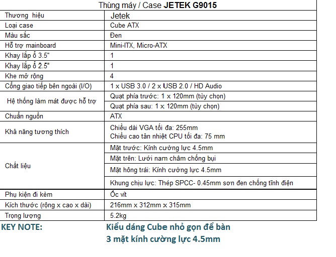 Vỏ thùng máy tính Jetek G9015 ( Case Game- Cube)- Hàng chính hãng