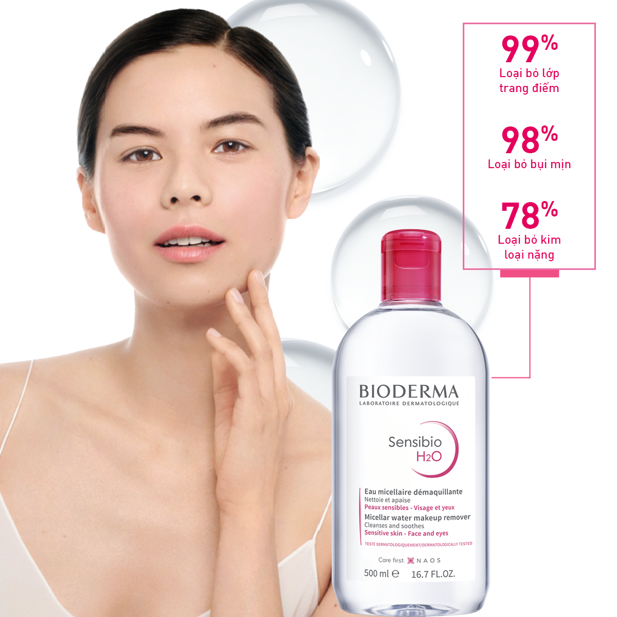 Dung Dịch Làm Sạch Và Tẩy Trang Công Nghệ Micellar Bioderma Sensibio H2O + Tặng Gương Hai Mặt Màu Ngẫu Nhiên