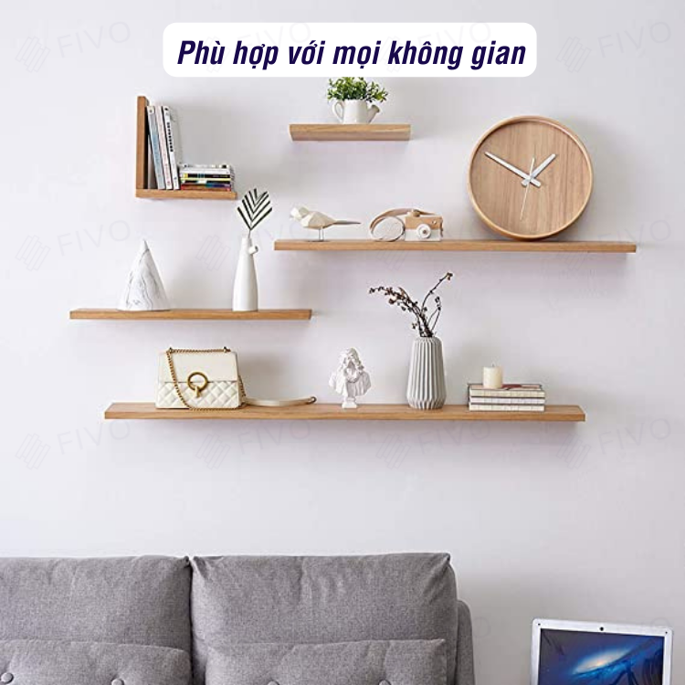 Kệ Trang Trí Treo Tường Gỗ MDF 17mm Chống Ẩm FIVO FB41 Đơn Giản Tiện Dụng Dễ Dàng Gắn Tường - Hàng Chính Hãng
