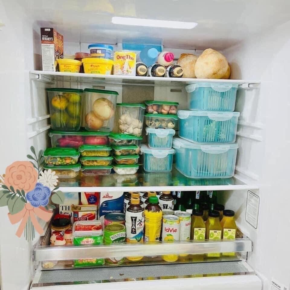 Hộp đựng đồ tủ lạnh - Set 5 hộp đựng đồ tủ lạnh có nắp đậy, 2 lớp cao cấp - 5 hộp đựng thực phẩm
