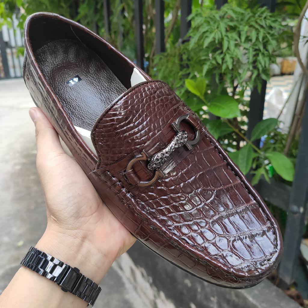 Giày Lười Da Bụng Cá Sấu