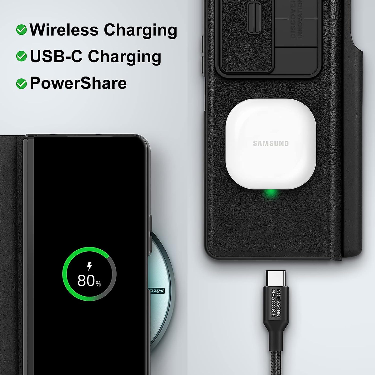 Case bao da chống sốc cho Samsung Galaxy Z Fold 4 trang bị nắp bảo vệ Camera và ngăn đựng S-Pen hiệu Nillkin Qin Pro - Hàng nhập khẩu