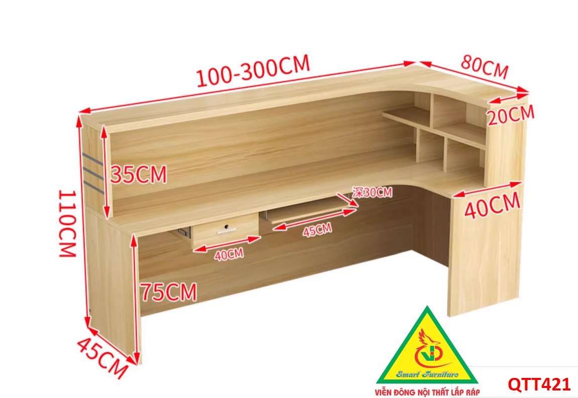 QUẦY LỄ TÂN, QUẦY TIẾP TÂN, QUẦY TÍNH TIỀN, QUẦY THU NGÂN QTT421- Nội thất lắp ráp Viễn Đông Adv