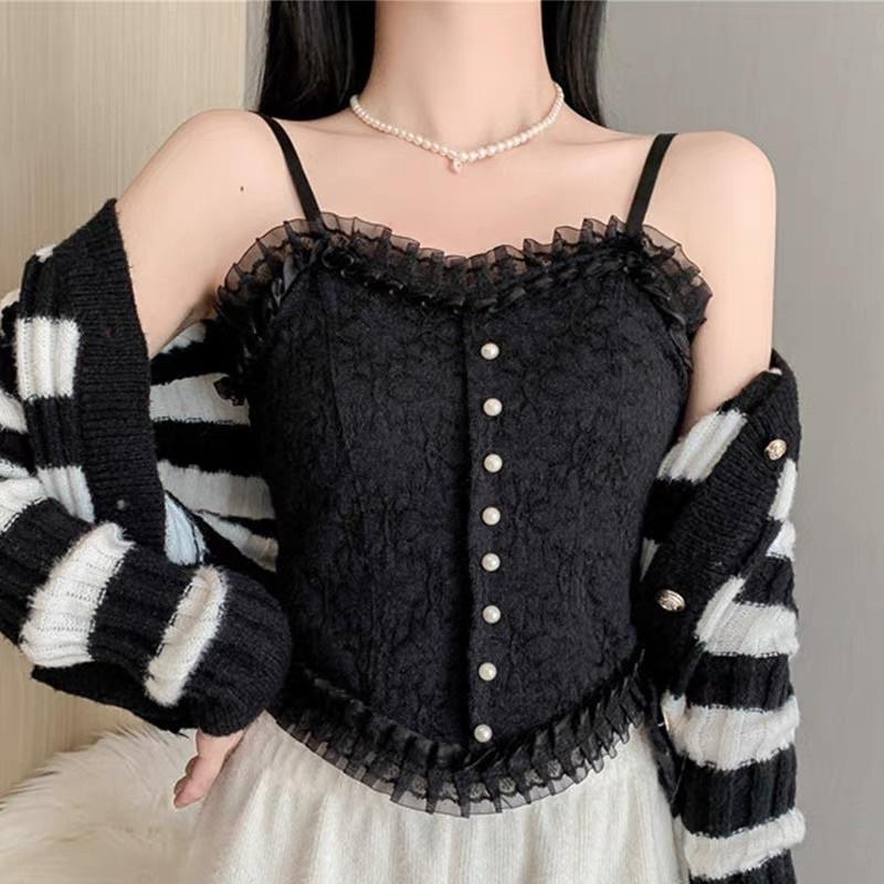 Áo hai dây ren mềm mịn có đệm mút hàng Quảng Châu cao cấp