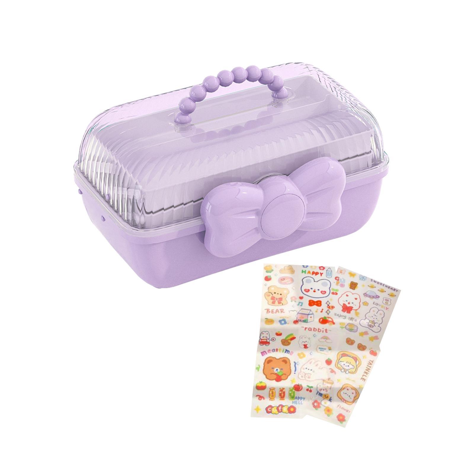 3 Layer Multipurpose Storage Box Hair Accessories Organizer for Girls, Portable Hair Bow Holder ,Cosmetics Supplies Storage Box for Hair Clips