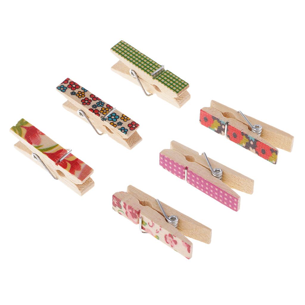 50X Nhà/Văn Phòng Màn Hình Hoa Văn Clothespins Ảnh Gỗ Giấy PEG DIY Quà Giáng Trang Trí Lễ Cưới Kẹp