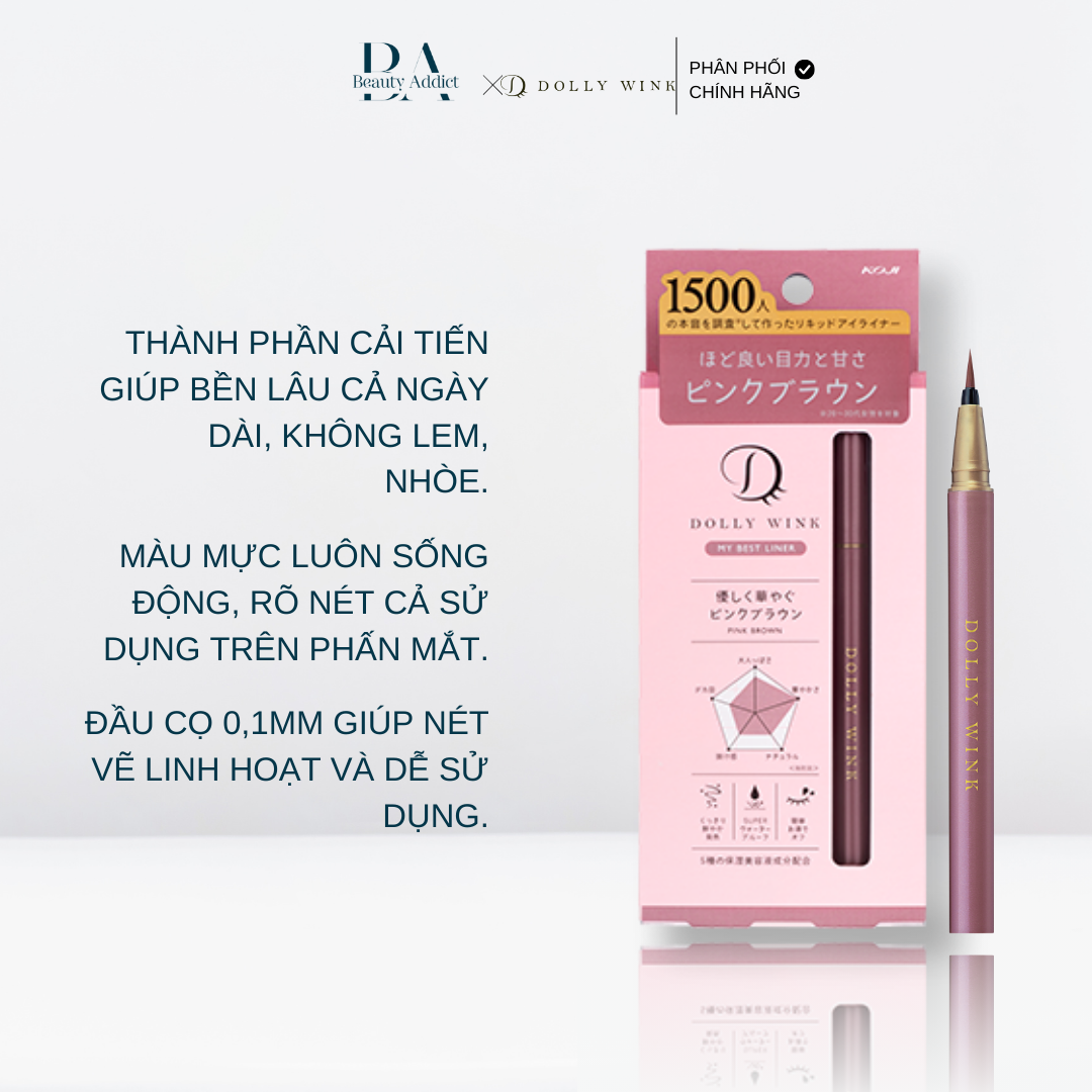 Bút kẻ mắt nước màu nâu hồng - Koji Dolly Wink My Best Liner Pink Brown