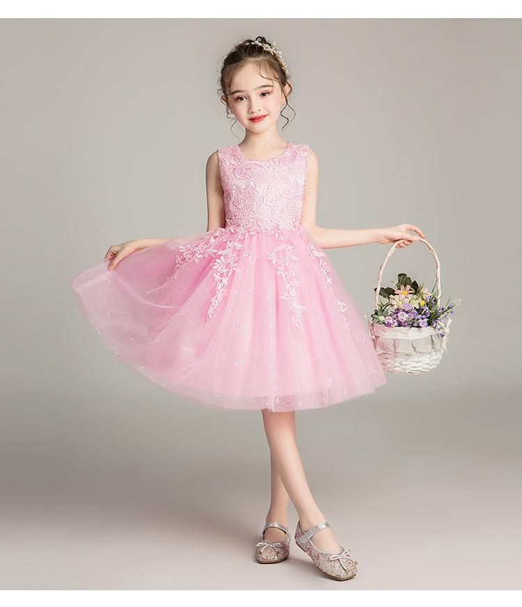 Váy đầm bé gái dễ thương, váy lưới bồng bềnh dự tiệc cho bé từ 6-12 tuổi màu hồng