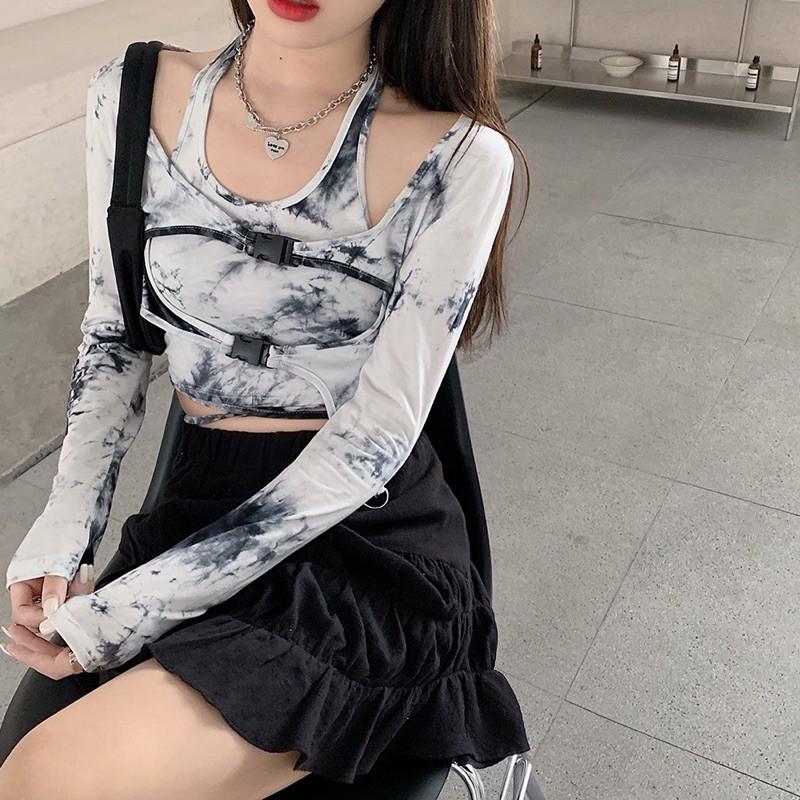 Set áo hở vai 2 món mix belt cá tính mẫu 2021