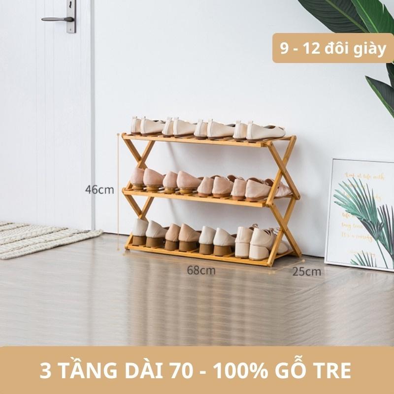 Kệ Để Giày Dép Nhiều Tầng Gỗ Tre, Gấp Xếp Gọn Nhẹ, Không Cần Lắp Ráp - Tomhouse