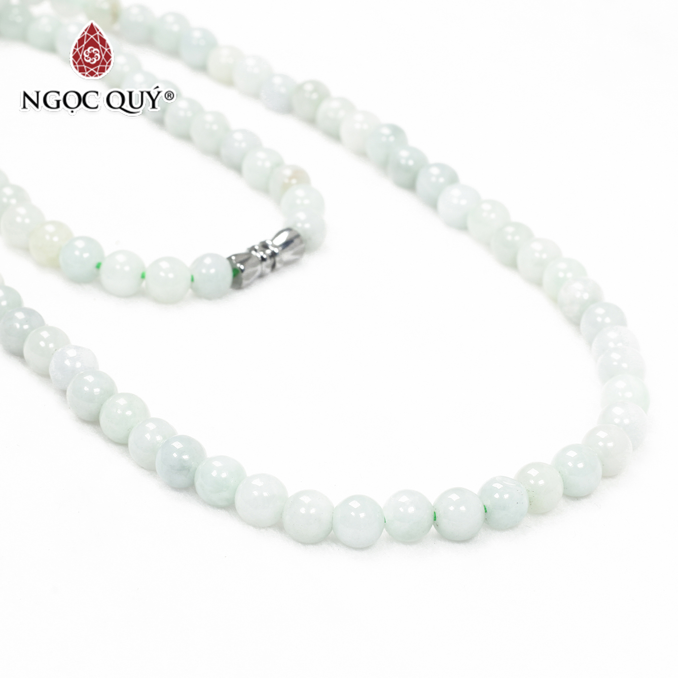 Chuỗi cổ tràng hạt cẩm thạch phỉ thúy 97 hạt 6mm mệnh hỏa, mộc - Ngọc Quý Gemstones