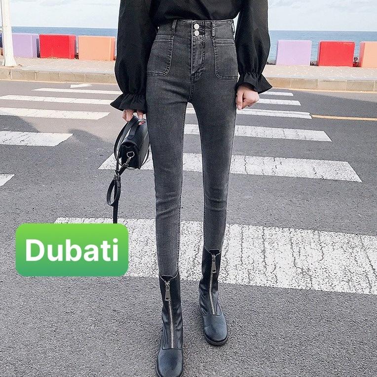 QUẦN JEAN NỮ CHẤT BÒ XÁM 2 CÚC LƯNG CAO NÂNG MÔNG DB-84 HOT MÙA HÈ -DUBATI FASHION