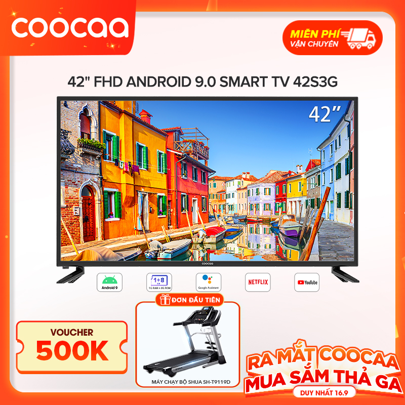 Smart Tivi Full HD Coocaa 42 inch - Android 9.0 - Model 42S3G - Hàng chính hãng