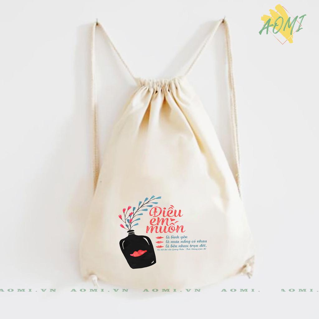 BALO MINI AOMIVN DÂY RÚT NHỎ XINH UNISEX CHẤT CANVAS THỜI TRANG DIEU EM MUON B CUTE XINH ĐẸP TIỆN ÍCH DẠO PHỐ DU LỊCH