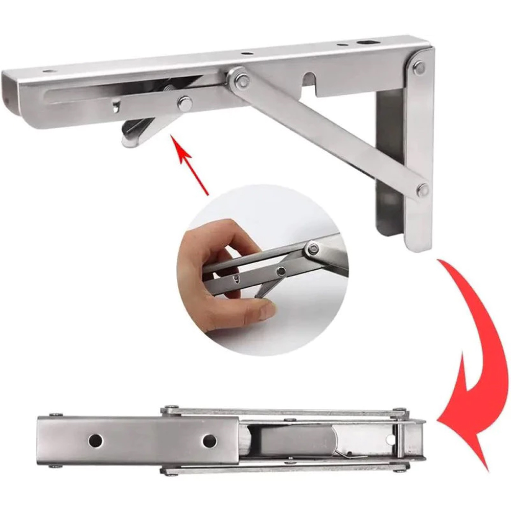 Giá Đỡ, Bản Lề Gấp Gọn Inox KUNBE Ke Đỡ Bàn Gập Chịu Lực Treo Tường, Tiện Dụng Dễ Lắp Đặt