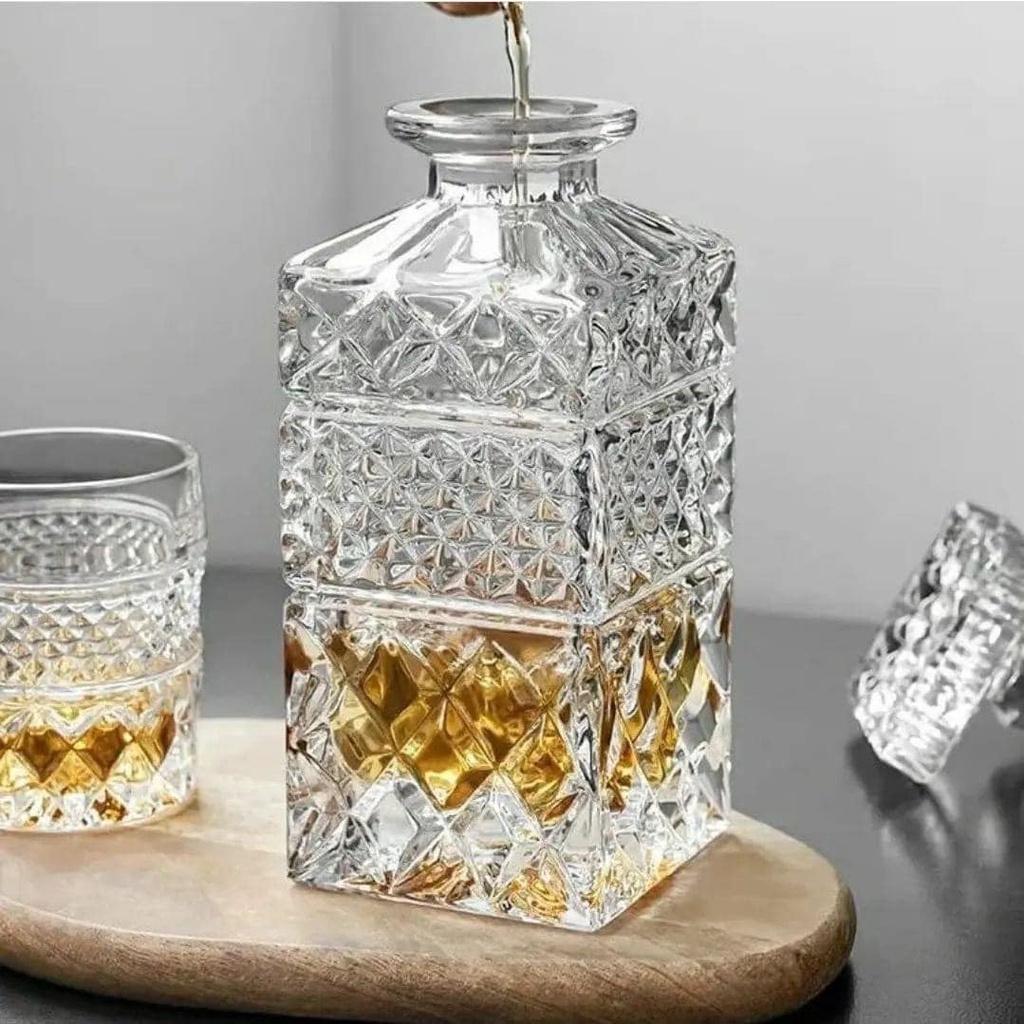Bộ Bình Rượu Pha Lê Whisky Bohemia Madison, Bộ Bình Ly Thủy Tinh Cao Cấp, Trang Trí Bàn Tiệc, Nhập Tiệp