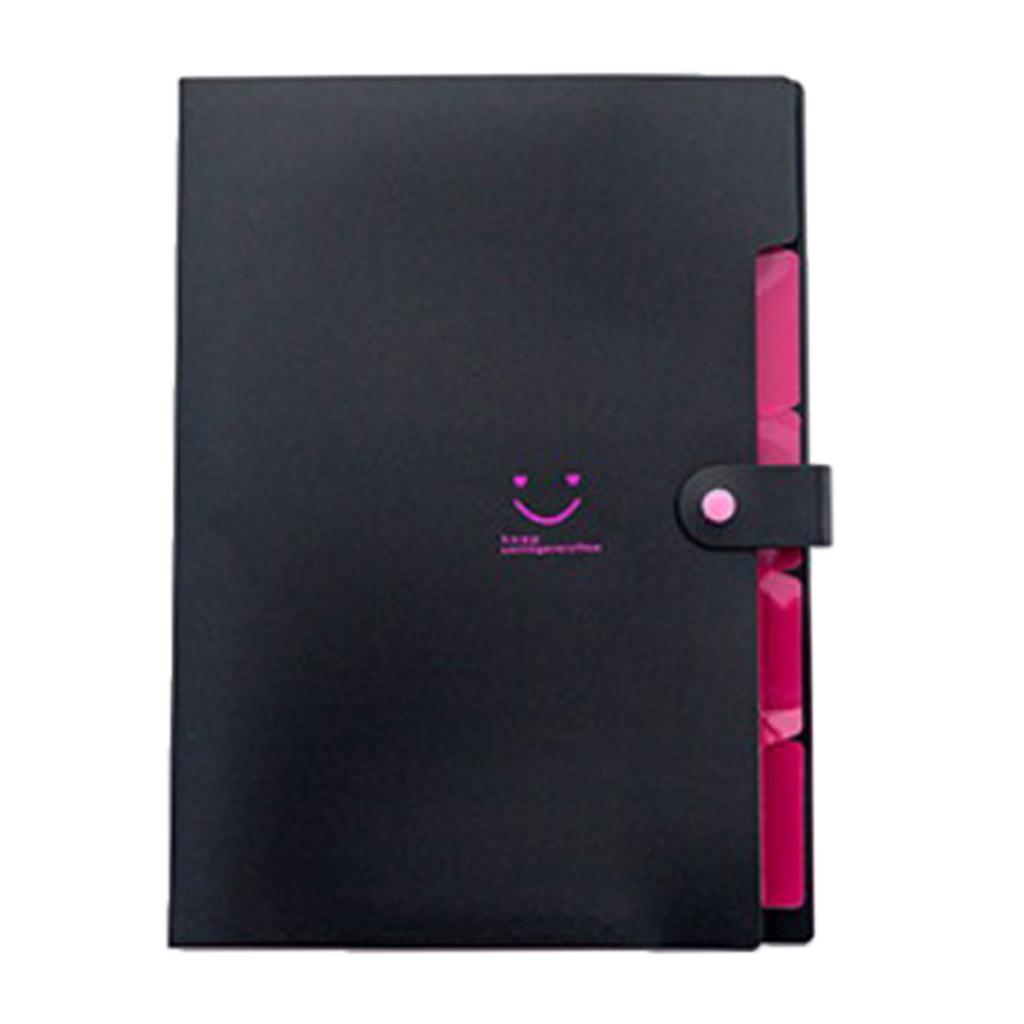 5 Pockets Expanding File Folders Portable A4 Letter Size Black
