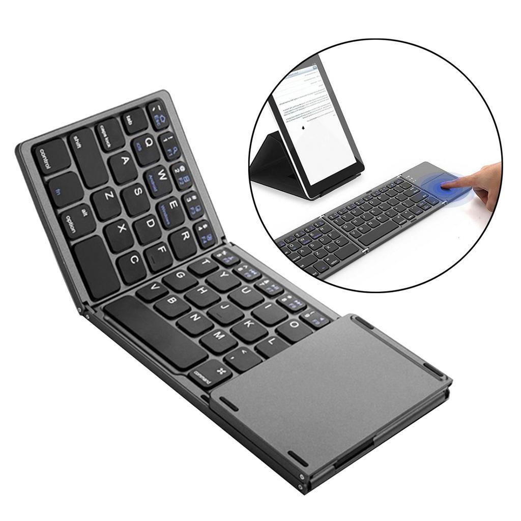 Slim Wireless Foldable Keyboard and Touchpad Black