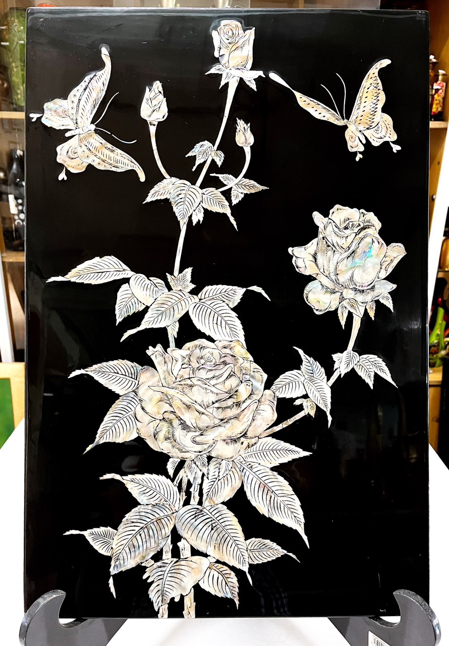 Tranh sơn mài - HOA, TRÚC - Khảm cừ cao cấp size 40x60 thích hợp trang trí, làm quà tặng