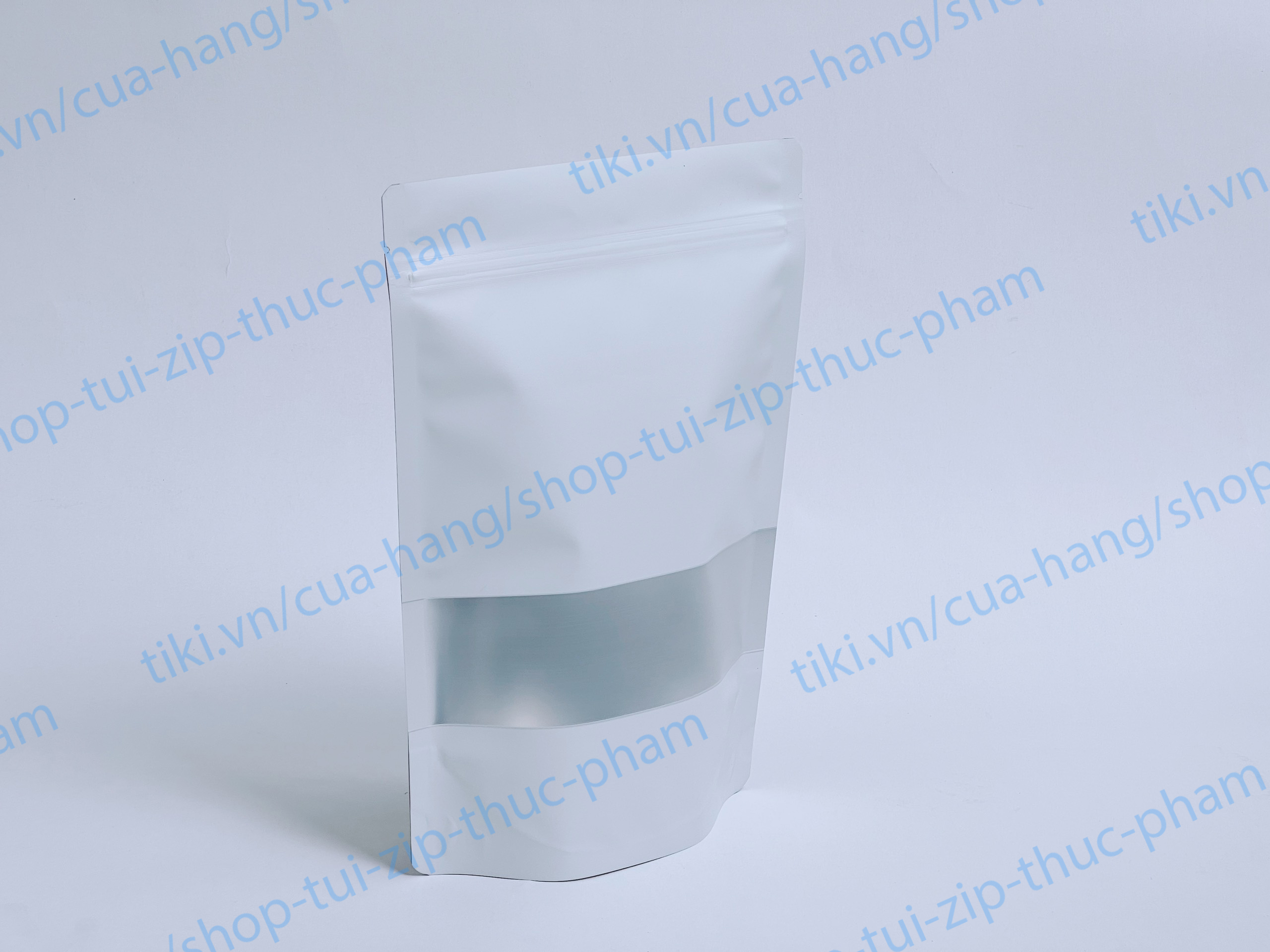 1kg túi zip màu trắng sữa có cửa sổ - Túi zip đáy đứng - Túi đựng thực phẩm bánh kẹo - size