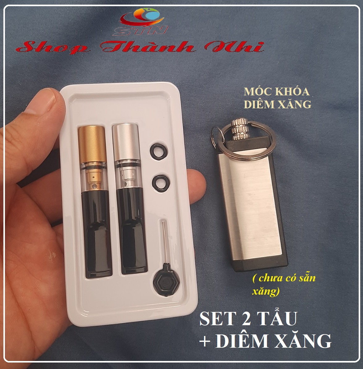 Bộ 2 tẩu thuốc nhựa dẻo gắn điếu bảo vệ sức khỏe, và diêm xăng móc khóa Shop Thành Nhi CB003