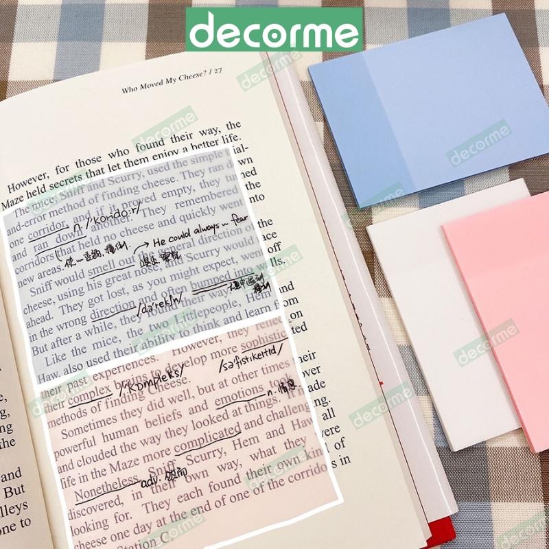 Giấy note copy DecorMe giấy note trong suốt tàng hình giấy ghi chú nhiều màu không thấm nước phụ kiện văn phòng phẩm