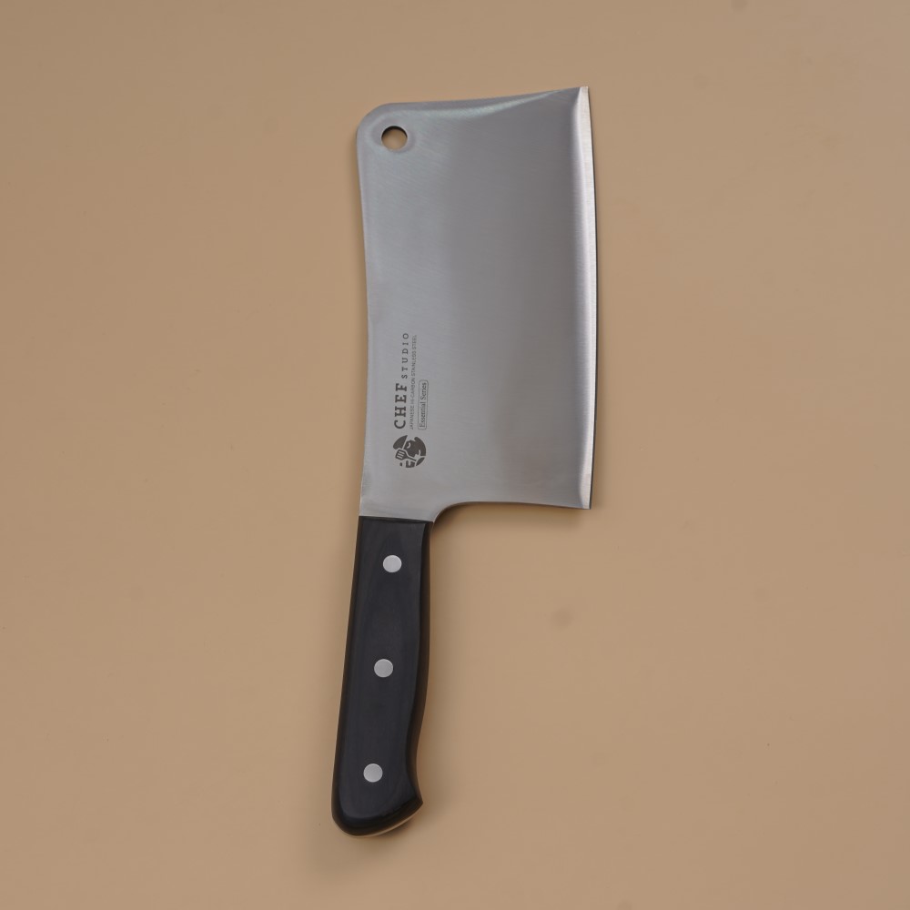 Dao chặt nhà bếp Chef Studio Essential Cleaver 175mm. Lưỡi thép SUS420-HC, độ cứng 57HRC, Cán gỗ pakka full-tang chắc chắn, đầm tay, nắp chặn bằng thép không gỉ - CHS 205