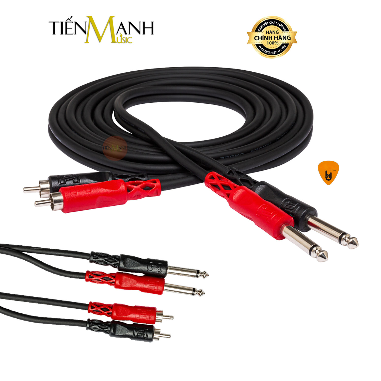 Cặp Dây Cáp Loa Kiểm Âm Hosa Stereo TRS 2 Đầu 6ly TS Mono Sang 2 Hoa Sen RCA CPR-201, CPR-202, CPR-203, CPR-204, CPR-206 Cable 1/4 in Hàng Chính Hãng - Kèm Móng Gẩy DreamMaker