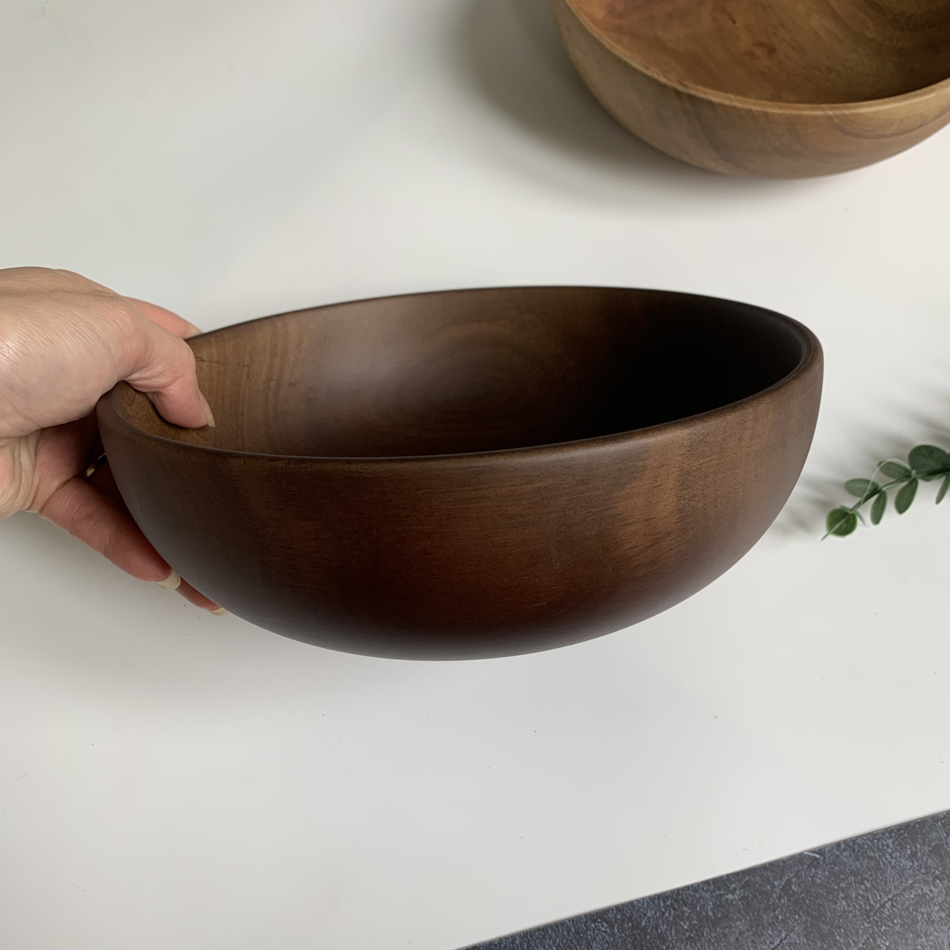 Bát Gỗ, Tô Gỗ Keo Nguyên Khối Cao Cấp Màu Óc Chó 20x7cm