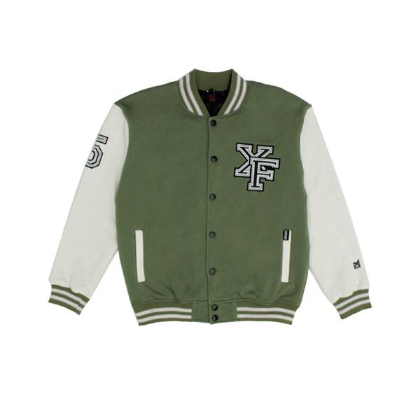 Áo Khoác Olive/Cream Chất Nỉ Varsity by Xfire