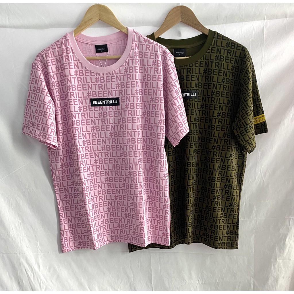Áo thun tay lỡ phông Unisex nam nữ cotton beentrill monogram -B01 -Hồng
