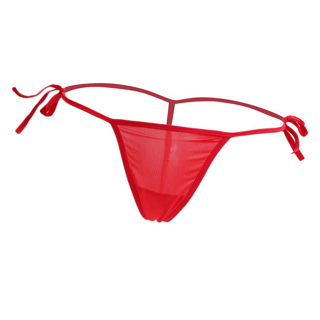 2-7pack Women's Bandage Sheer Solid G-string Briefs Panties T-back Underwear Red