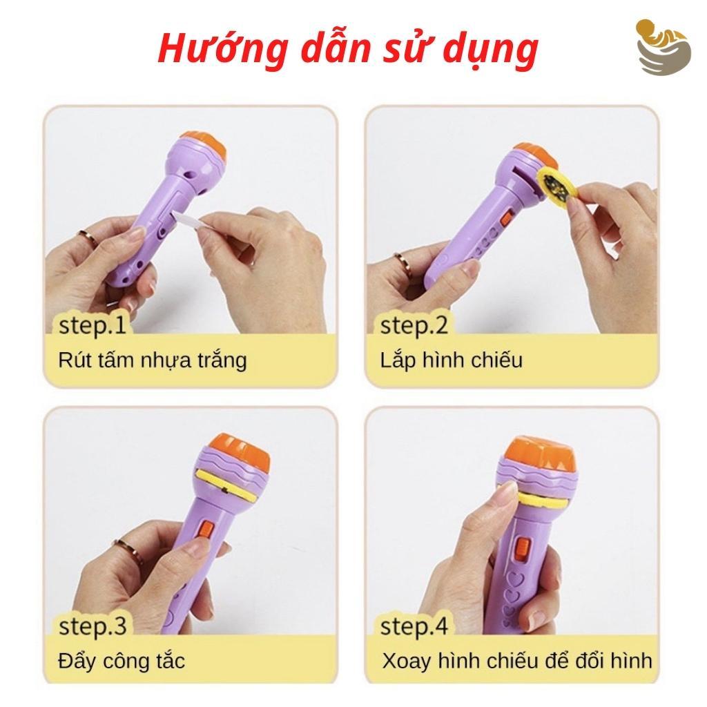 Đèn Pin Chiếu Hình Cho Bé 3D 80 hình và chủ đề Thông Minh Có Nhiều Hình Động Vật, hoa quả Đáng Yêu