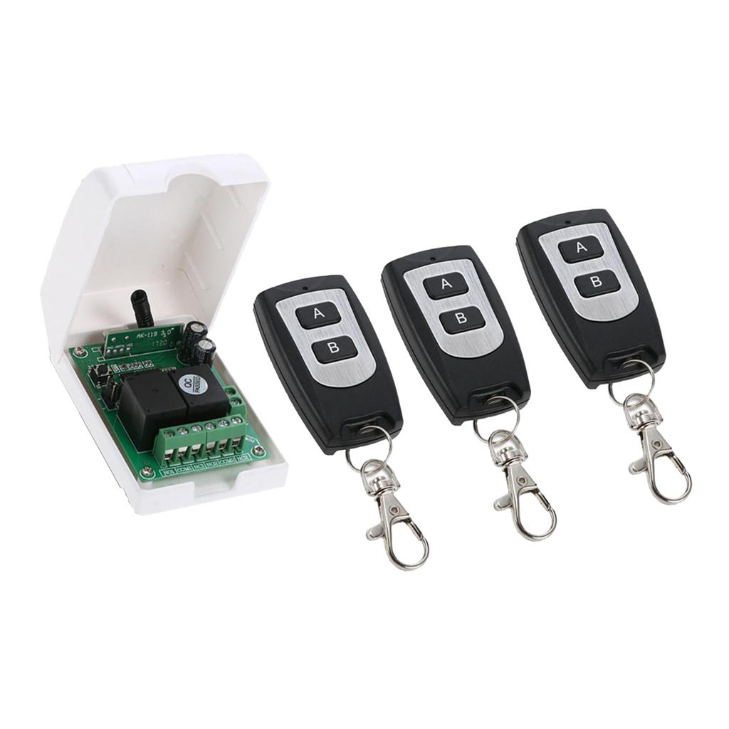 DC 12V Không Dây Rơ Le Điều Khiển từ xa 3 Bộ Phát + Đầu Thu cho Nhà Để Xe Cửa