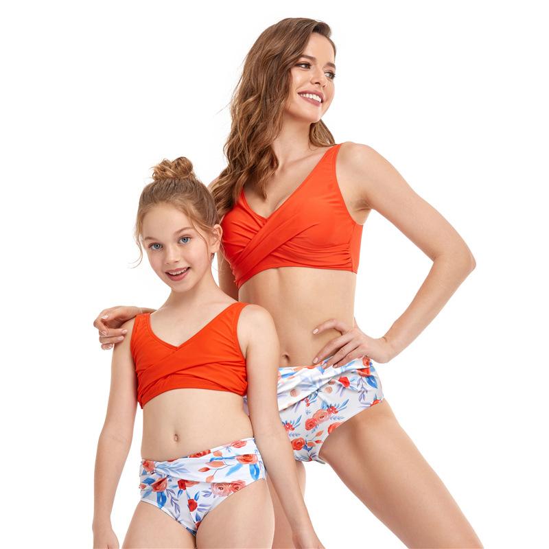 6-12Years Áo Tắm Bé Gái Cao Cấp Bé Gái Đồ Bơi Hai Mảnh Trẻ Em Bộ Bikini Mẹ Con Gái Đồ Bơi Đi Biển Chia Đồ Bơi