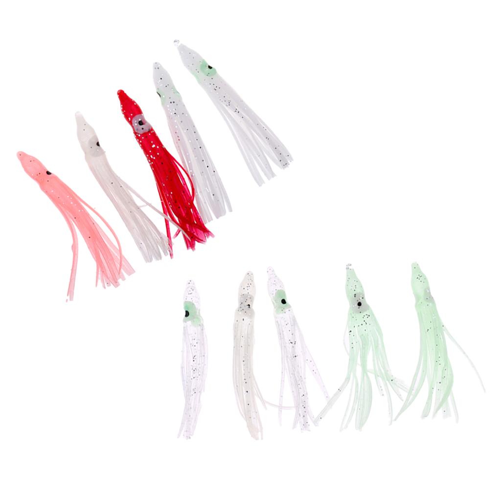 10 Pieces Squid Lure Soft Baits Octopus Squid Skirt Lure Fishing Tackle Saltwater A Necessary for Fishing Lovers