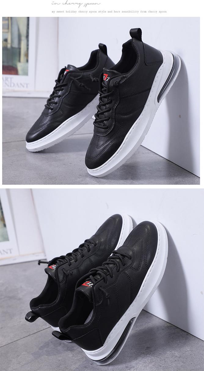 Giày Sneaker nam, Giày thể thao nam, giày da, 2 màu đen - trắng, đế cao su nguyên khối, đế nén khí êm, bền, khâu đế chắc chắn G145