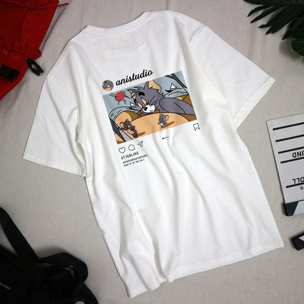 Áo Thun Unisex Tay Lỡ Form Rộng - Mèo Chuột