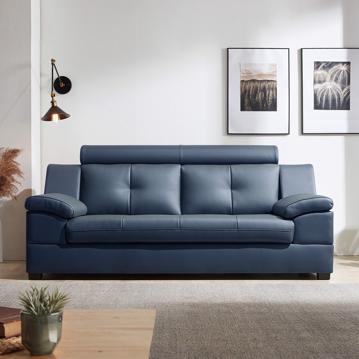 GHẾ SOFA DA THẬT 3 CHỖ NGỒI SF301A - Nội Thất Hàn Quốc Dongsuh Furniture